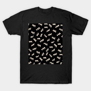 Black  Abstract Mudcloth Lines Pattern T-Shirt